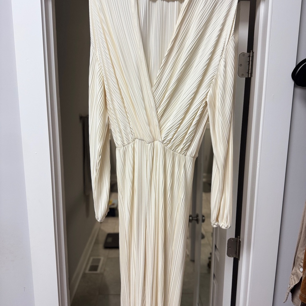 41&Reckless Crème Satin Ribbed Jumpsuit